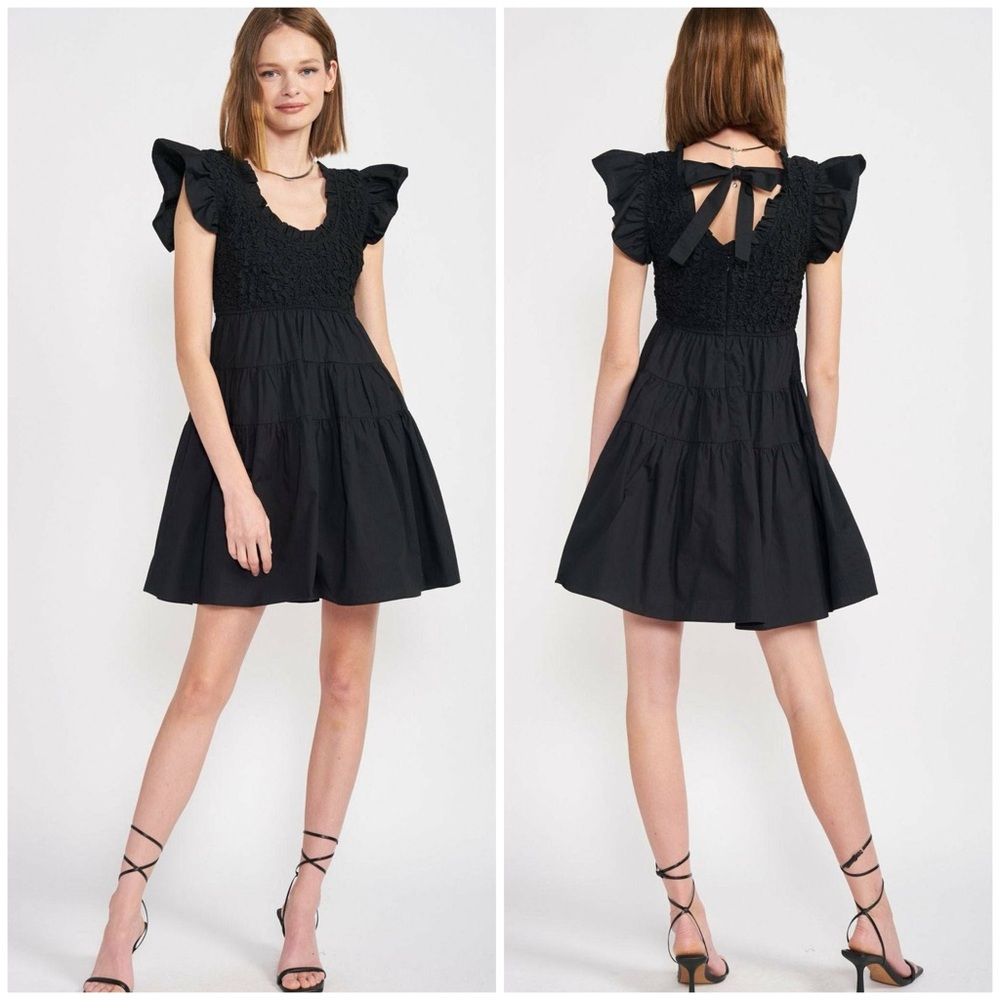 EN SAISON Matisse Tiered Flutter Sleeve Mini Dress Size M‎